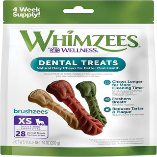 Whimzees Daily Use Pack Dental Treats For Dogs Extra Small Brushzees (7.4 oz)