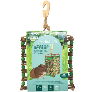 Oxbow Apple Stick Hay Feeder with Wood Hook & Folder For Small Animal