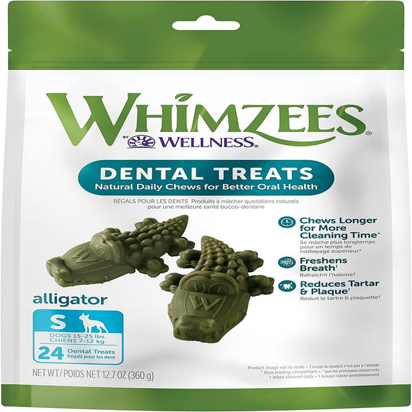 Whimzees by Wellness Alligator Natural Grain-Free Dental Chews For Small Breed Dogs (24 count)