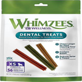 Whimzees by Wellness Stix Natural Grain-Free Dental Chews For Extra-Small Breed Dogs (56 pc)