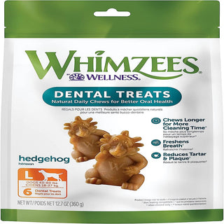Whimzees by Wellness Hedgehog Dental Chews Natural Grain-Free Dental Treats For Large Dogs (6 ct)