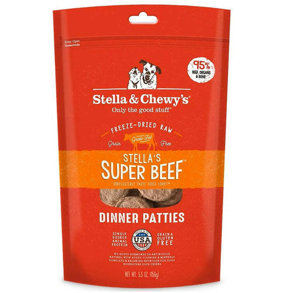 Stella & Chewy's Stella's Super Beef Dinner Patties Freeze-Dried Raw Food For Dogs (5.5 oz)