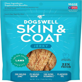 Dogswell Jerky Skin & Coat Lamb Grain-Free Treats For Dogs (10 oz)