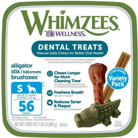 WHIMZEES Variety Pack Grain-Free For Dental Dog Treats, Small (56 coun)