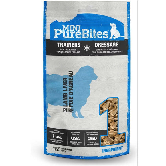 PureBites Mini Trainers RAW Freeze Dried Lamb Liver Treats For Dog (2.4 oz)
