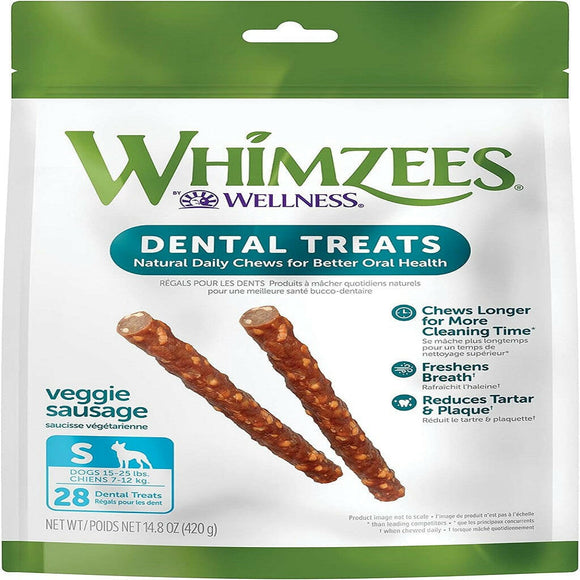 Whimzees by Wellness Dental Chew Veggie Sausage For Small Dog  (28 pc)
