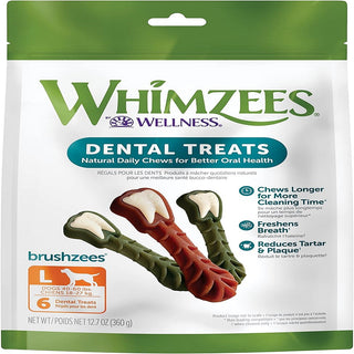 WHIMZEES by Wellness Brushzees Natural Dental Chews for Dogs, Large Breed (12.7 oz)
