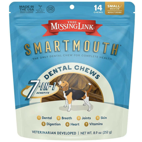 The Missing Link Smartmouth Dental Chews For Small & Medium Dogs (14 count)