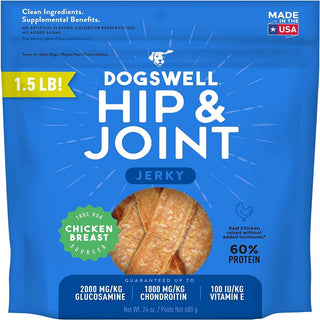 Dogswell Jerky Hip & Joint Chicken Recipe Grain-Free Treats For Dog (24 oz)