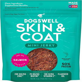 Dogswell Jerky Mini Skin & Coat Grain-Free Salmon Bites For Dogs (4 oz)