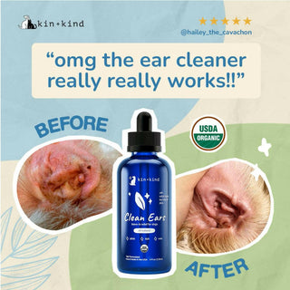 kin+kind Organic Clean Ears Leave-In Ear Cleaner For Dog  (4 oz)