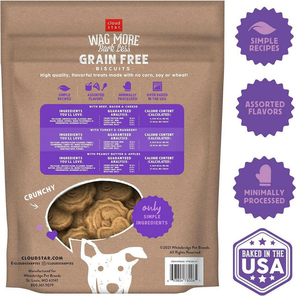 Cloud Star Wag More Bark Less Grain-Free Assorted Flavors Crunchy Dog Treats (2.5 lb)