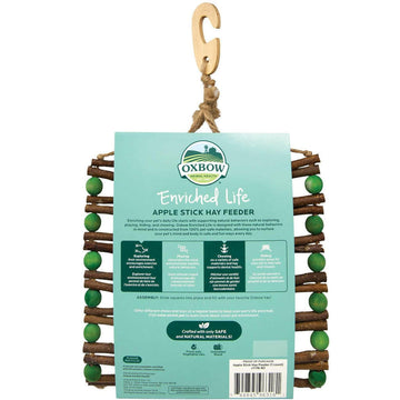 Oxbow Apple Stick Hay Feeder with Wood Hook & Folder For Small Animal