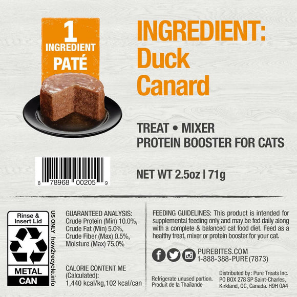 PureBites 100% Pure Duck Pate Treats For Cat (2.5 oz)