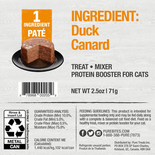 PureBites 100% Pure Duck Pate Treats For Cat (2.5 oz)