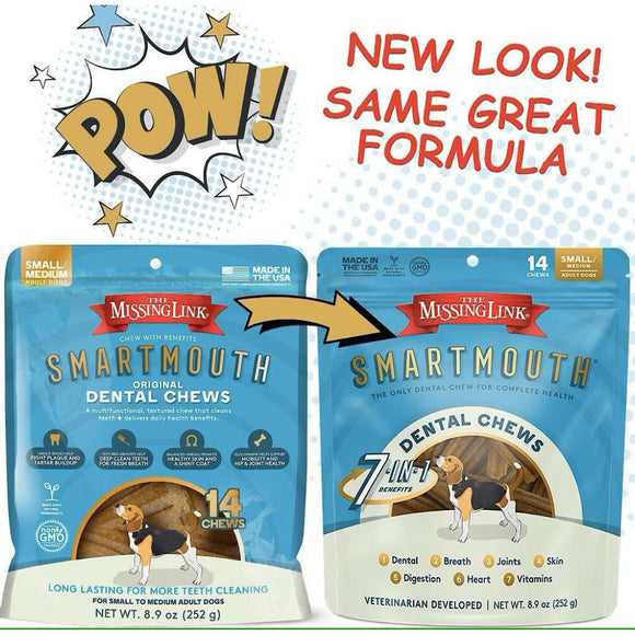 The Missing Link Smartmouth Dental Chews For Small & Medium Dogs (14 count)