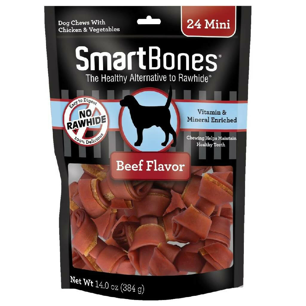 SmartBones RawhideFree Beef Chew Bones Dog Treats (24 mini bones)