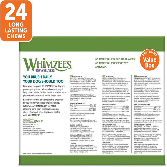Whimzees by Wellness Natural Dental Value Box Treat For Large Dogs (24 count)