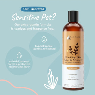 kin+kind Sensitive Skin Natural Shampoo For Puppies & Kittens, Unscented (12 oz)