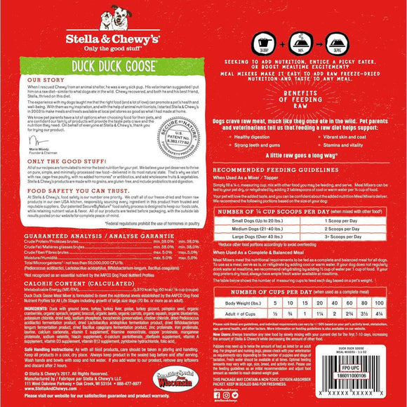 Stella & Chewy's Duck Duck Goose Meal Mixers Freeze-Dried Raw Topper For Dogs (18 oz)