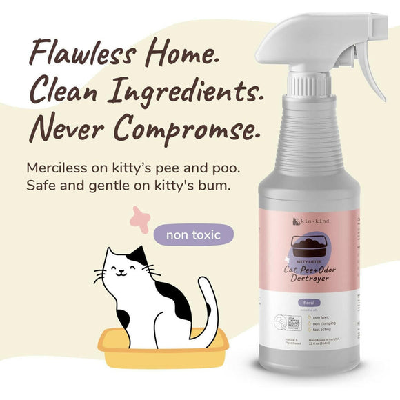 kin+kind Cat Pee and Odor Destroyer For Litter Box Floral (32 oz)