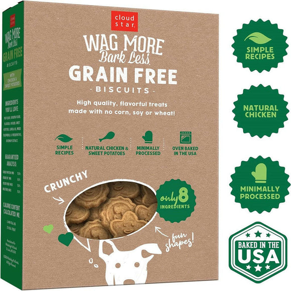 Cloud Star Wag More Bark Less Grain-Free Chicken & Sweet Potato Crunchy Dog Treats (14 oz)