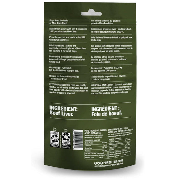 PureBites Mini Trainers RAW Freeze Dried Beef Liver Treats For Dog (3 oz)