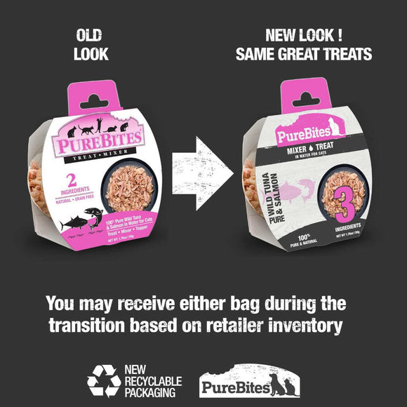 PureBites Mixers Wild Skipjack Tuna & Wild Alaskan Salmon in Water Food Topping For Cat (1.76 oz)