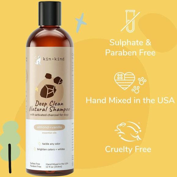 kin+kind Deep Clean Natural Almond & Vanilla Shampoo For Dogs (12 oz)