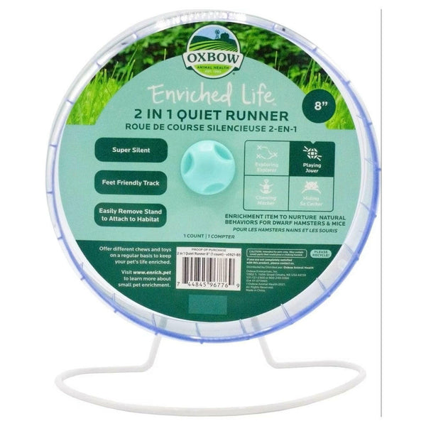 Oxbow Animal Health Enriched Life 2 in 1 Quiet Runner Exercise Wheel Toy For Small Animal (8")