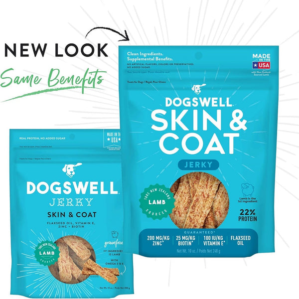 Dogswell Jerky Skin & Coat Lamb Grain-Free Treats For Dogs (10 oz)