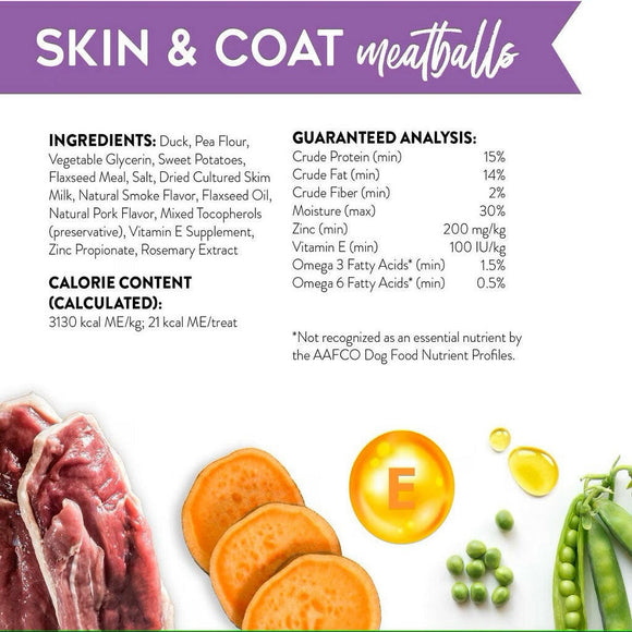Dogswell Skin & Coat Duck Recipe Meatballs Treats For Dogs (14 oz)