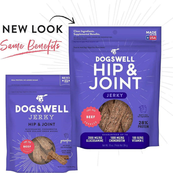 Dogswell Jerky Hip & Joint Beef Recipe Grain-Free Treats For Dog (10 oz)