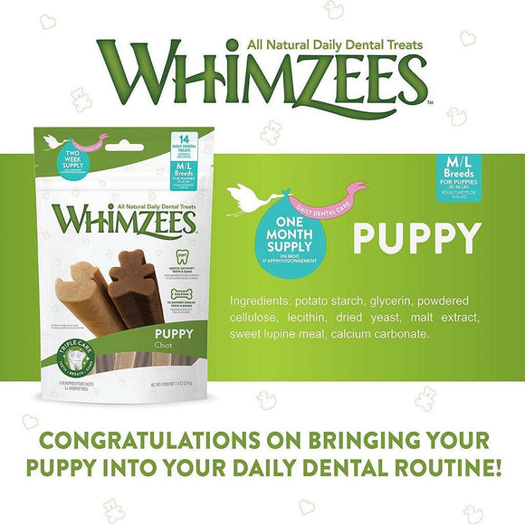 Whimzees by Wellness Natural Grain Free Dental Treats For Medium & Large Puppy (7.4 oz)