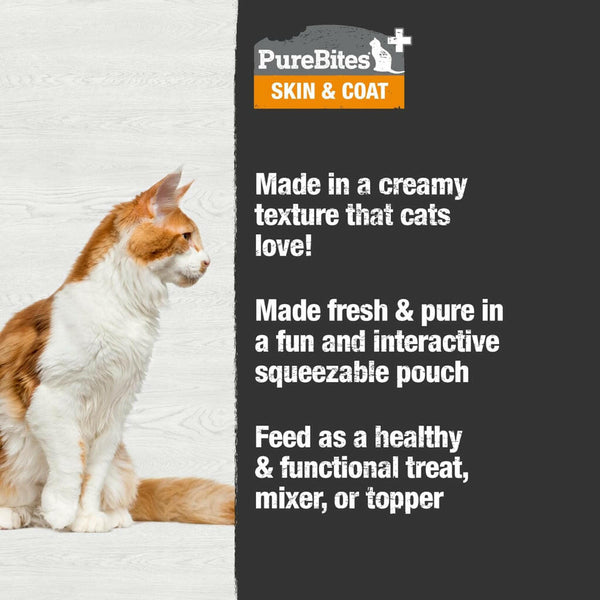 PureBites Plus Squeezables- Skin & Coat Food Toppings For Cat (2.5 oz)