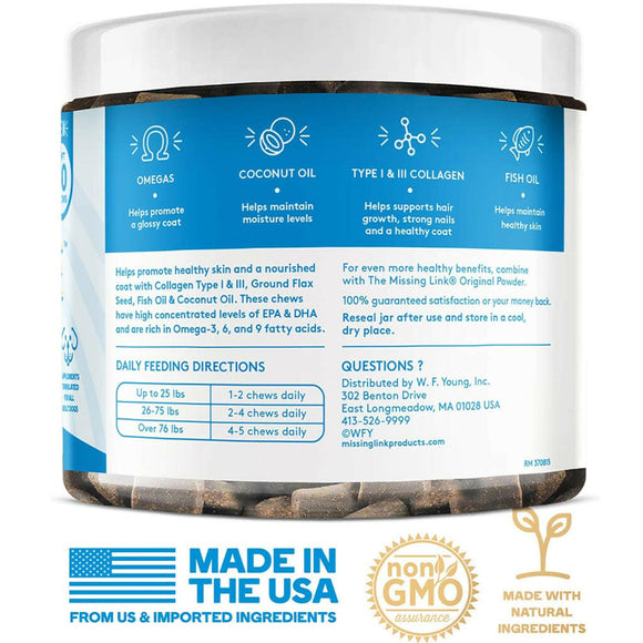 The Missing Link Collagen Care Skin & Coat Soft Chews For Dogs (60 count)