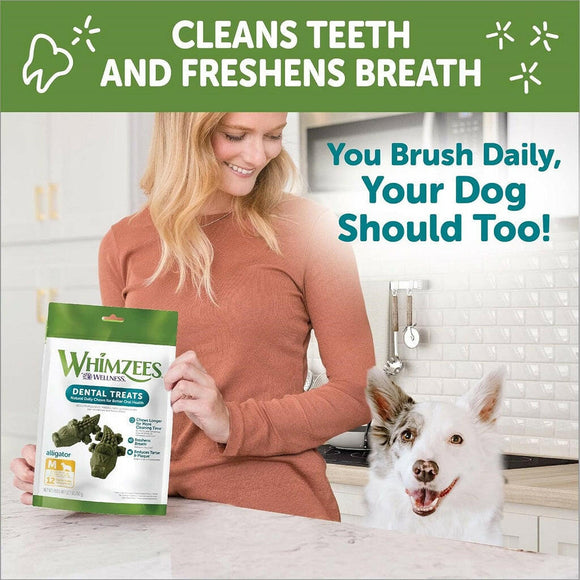 WHIMZEES by Wellness Alligator Natural Grain Free Dental Chews For Medium Dogs  (12 pc)