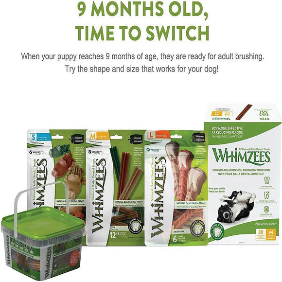 Whimzees by Wellness Natural Grain Free Dental Treats For Medium & Large Puppy (7.4 oz)