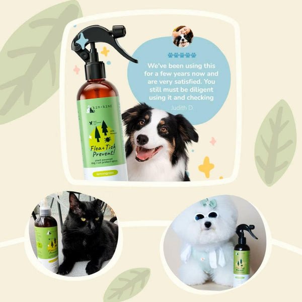 kin+kind Flea + Tick Prevent Spray Lemongrass Biobased For Dog & Cat (12 oz)