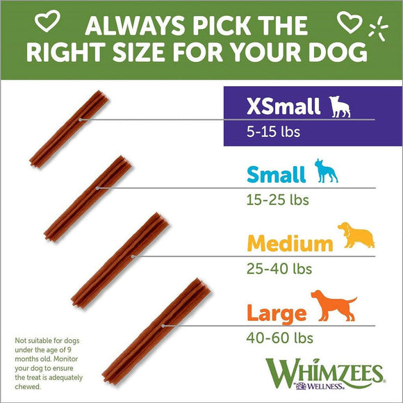 Whimzees by Wellness Stix Natural Grain-Free Dental Chews For Extra-Small Breed Dogs (56 pc)