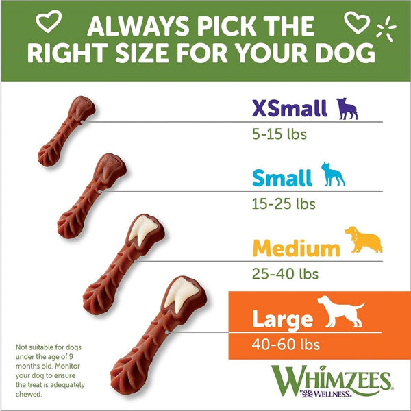 WHIMZEES by Wellness Brushzees Natural Dental Chews for Dogs, Large Breed (12.7 oz)