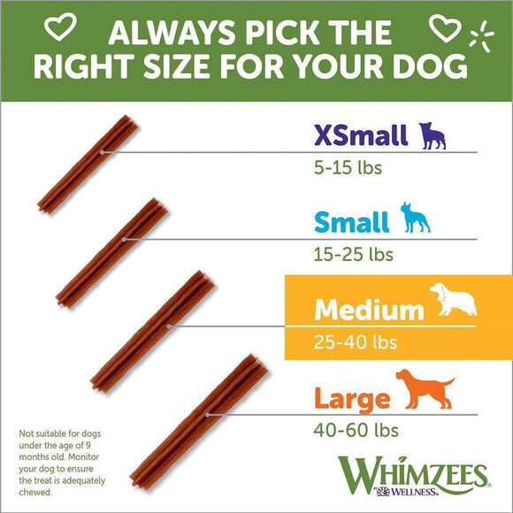 Whimzees by Wellness Stix Natural Grain Free Dental Chews For Medium Breed Dogs (14.8 oz)