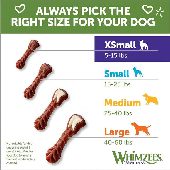 WHIMZEES Brushzees Dental Chews Natural Grain-Free Dental Dog Treats, Extra Small, (48 count)