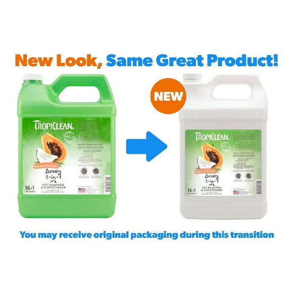 TropiClean Luxury 2-in-1 Papaya & Coconut Shampoo & Conditioner For Dogs & Cats