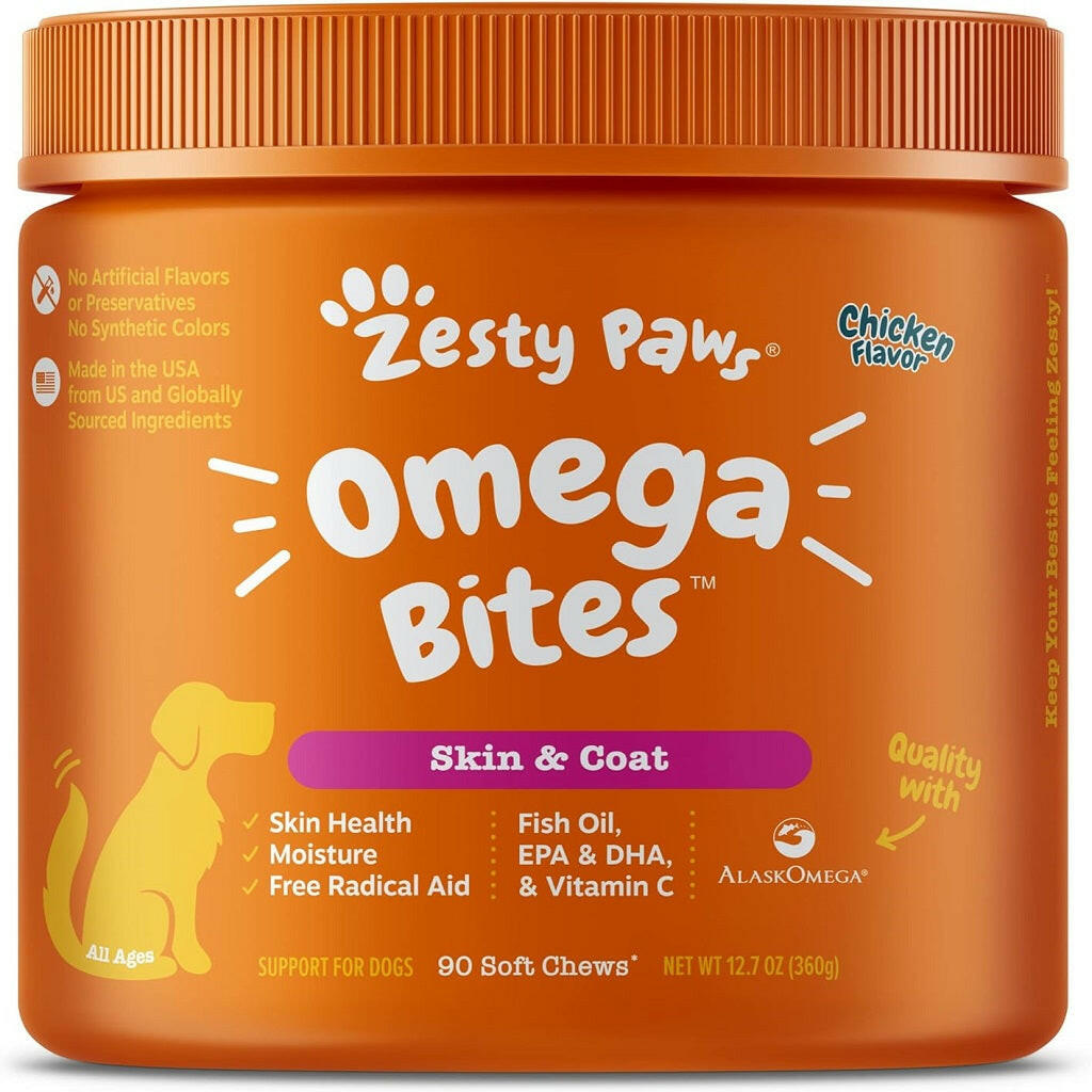 Zesty Paws Omega Bites Chicken Flavor Skin & Coat +Joint Support Dog Supplement (90 ct)