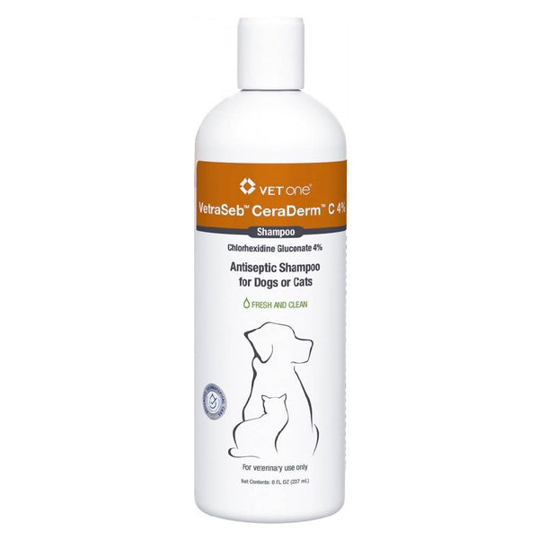 VetraSeb CeraDerm C 4% Antiseptic Shampoo for Dogs & Cats (8 oz)
