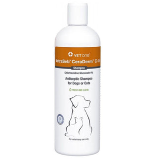 VetraSeb CeraDerm C 4% Antiseptic Shampoo for Dogs & Cats (16 oz)