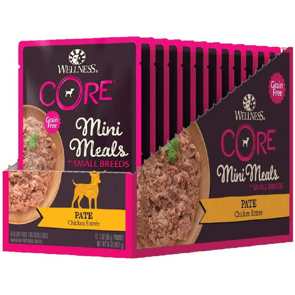 Wellness CORE Grain-Free Small Breed Mini Meals Chicken Pate Wet Dog Food (3 oz x 12 pouches)