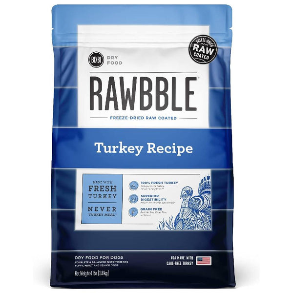 Bixbi Rawbble Limited Ingredient Grain-Free Turkey Recipe Raw Coated Dry Dog Food (4 lb)