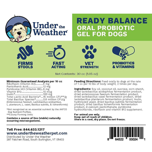 Under the Weather Ready Balance Probiotic Supplement for Dogs, 30 cc